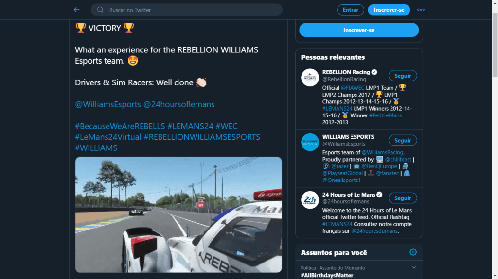 Screen grab: https://twitter.com/RebellionRacing/status/1272155532569325570?s=20