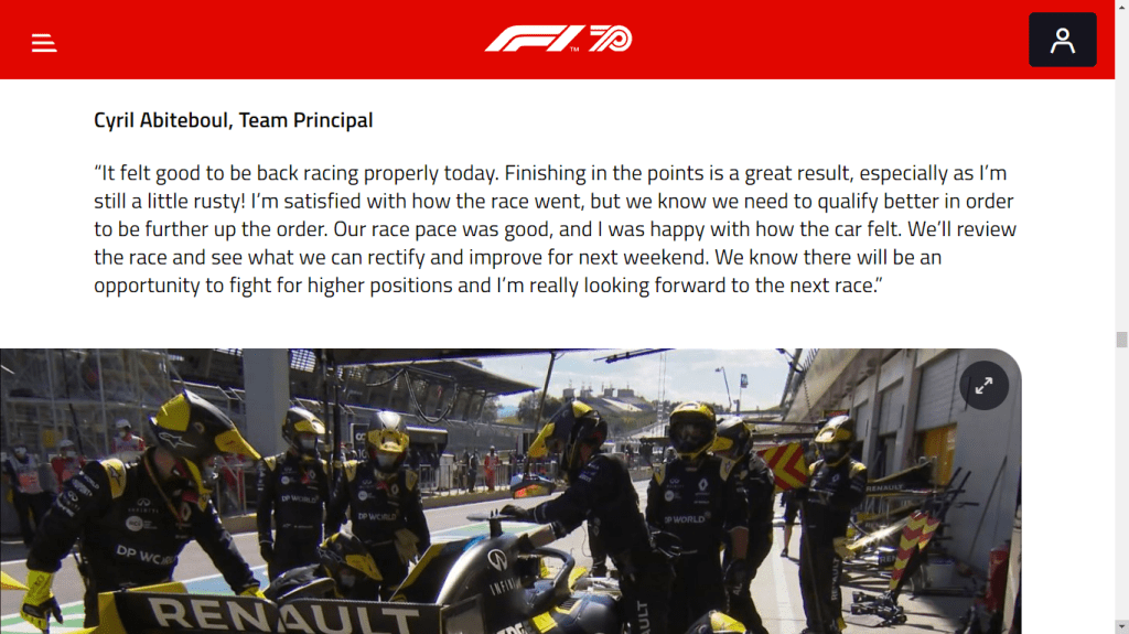 Racing Boul: SG https://www.formula1.com/en/latest/article.what-the-teams-said-race-day-in-austria-2020.13PnIIFaBy3Esq3pIvsBpu.html